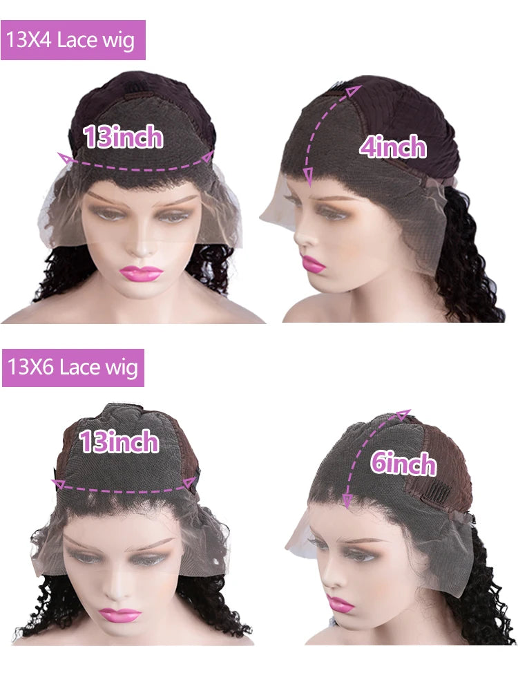 250% Density 30 40 Inch Deep Wave 13x6 HD Lace Front Human Hair Wig Water Wave Curly 13x4 Lace Frontal Wig Human Hair Wave Curly