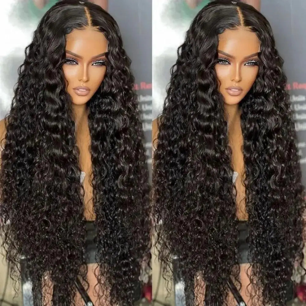 13x6 Hd Water Wave 40 Inch Curly Wave %100 Human Hair Lace Frontal Wig