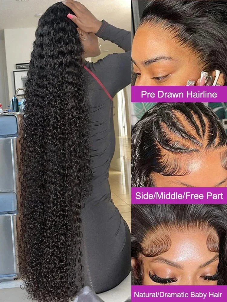 250% Density 30 40 Inch Deep Wave 13x6 HD Lace Front Human Hair Wig Water Wave Curly 13x4 Lace Frontal Wig Human Hair Wave Curly